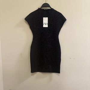 Zara Little Black Shimmer Dress | S